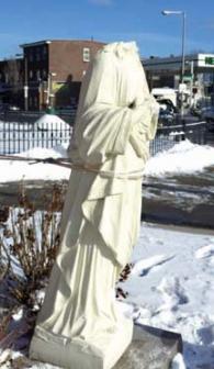Vandalized statue on Columbia Rd.